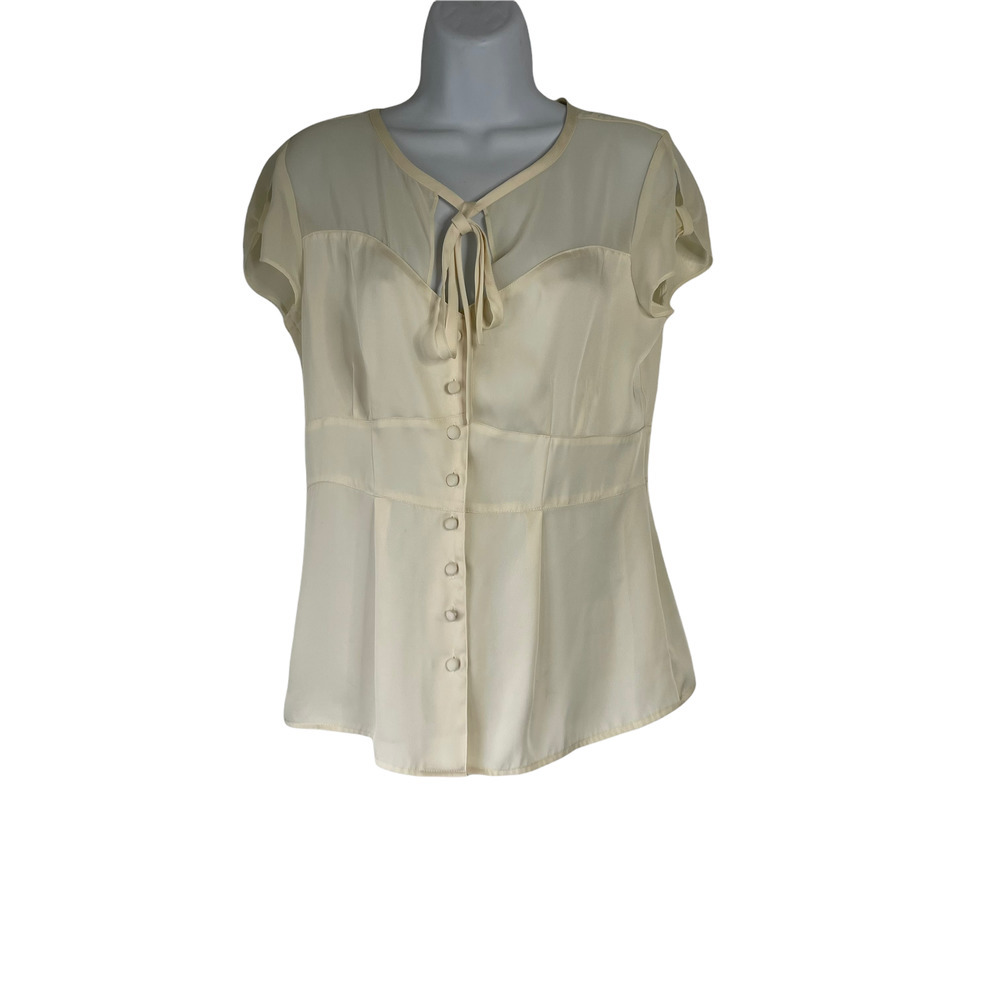 Apostrophe Elegant Cream Button-Up Blouse